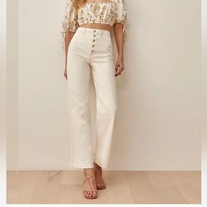 Reformation White High Rise Wide Leg Jeans